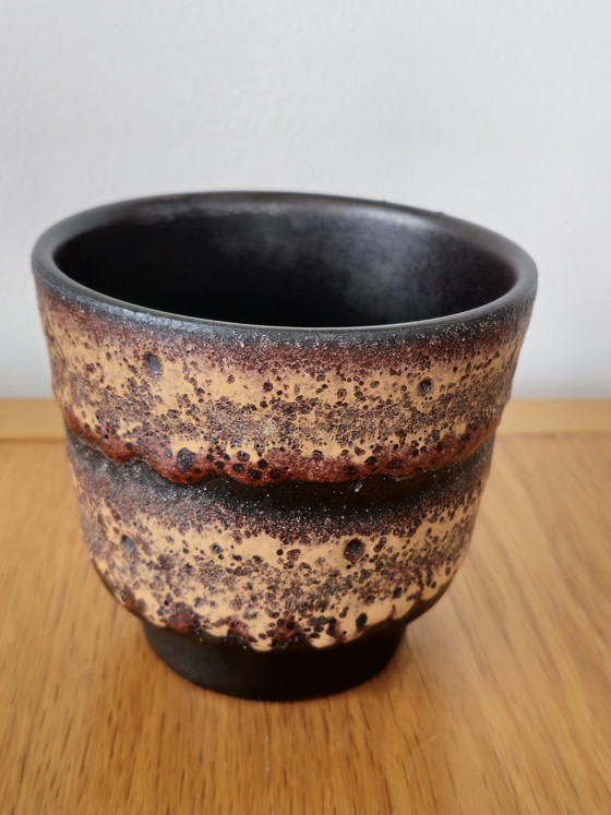 Image 1 of Vintage Blumentopf Keramik braun strukturiert Blumentopf