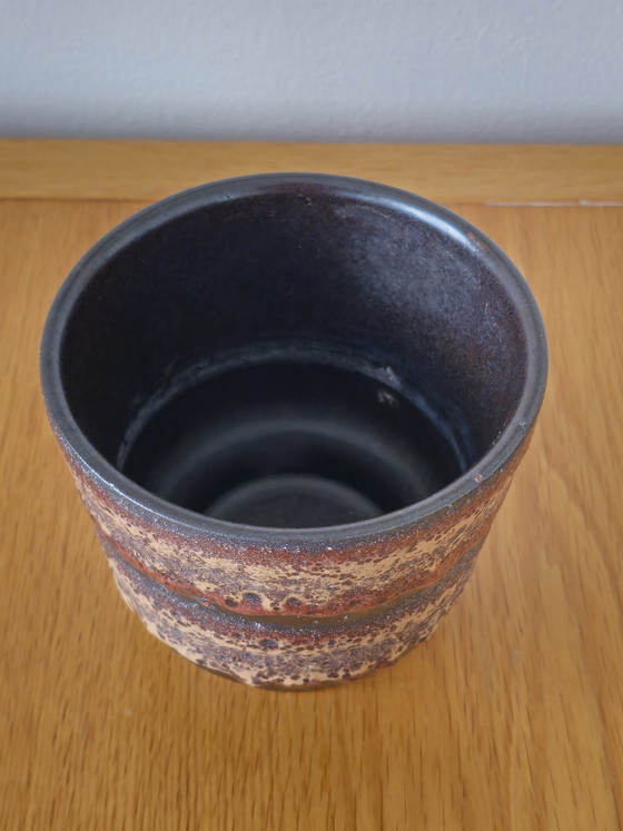 Image 1 of Vintage Blumentopf Keramik braun strukturiert Blumentopf