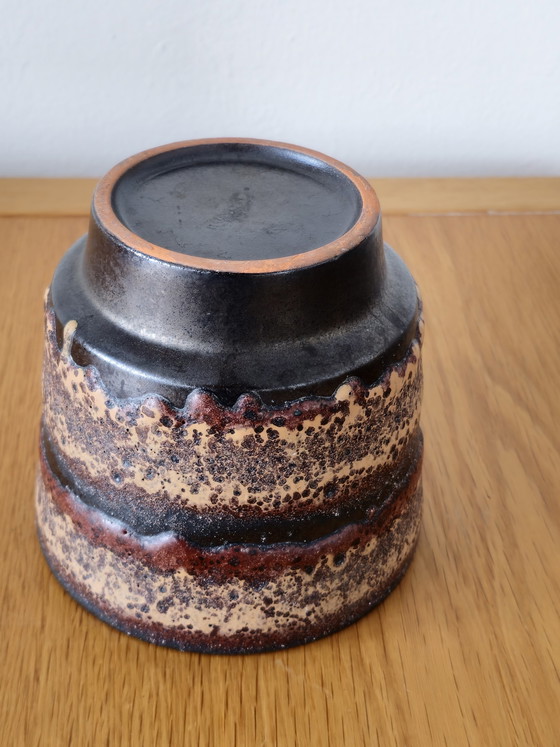 Image 1 of Vintage Blumentopf Keramik braun strukturiert Blumentopf