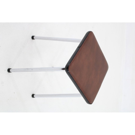 Image 1 of Paar Vintage-Hocker aus Kunstleder und Aluminium, Tschechoslowakei 1970