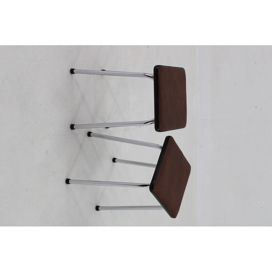 Image 1 of Paar Vintage-Hocker aus Kunstleder und Aluminium, Tschechoslowakei 1970