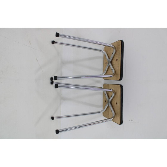 Image 1 of Paar Vintage-Hocker aus Kunstleder und Aluminium, Tschechoslowakei 1970