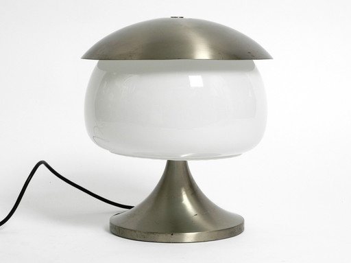 Seltene große italienische Tischlampe aus massivem Aluminium und Glas im Space Age Design