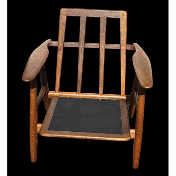 Image 1 of Paar alte Ge240 'Cigar' Sessel aus Eichenholz und weißem Bouclé-Stoff von Hans J Wegner für Getama, 1950er Jahre