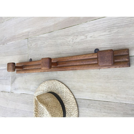 Image 1 of Vintage Garderobe aus massiver Eiche mit 3 Haken