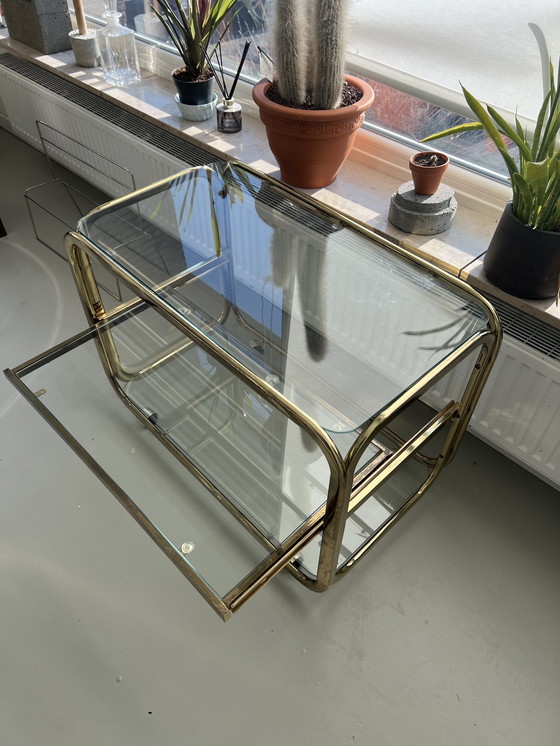 Image 1 of Vintage Glas & Metall Bar Trolley 80'S