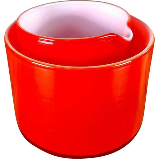 Sahnegießer und Zuckerdosen aus rotem Glas von Michael Bang, Dänemark 1970