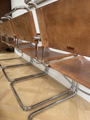 4x Thonet S34 Sessel von Mart Stam Chrom / Büffelleder / geöltes Walnussholz