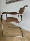 4x Thonet S34 Sessel von Mart Stam Chrom / Büffelleder / geöltes Walnussholz