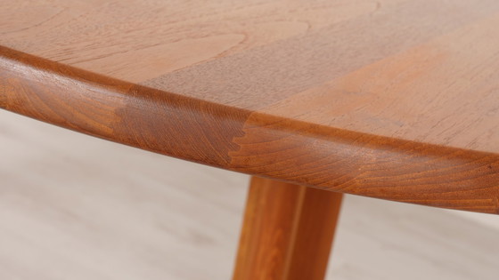 Image 1 of Runder Vintage -Esstisch aus massivem Teakholz, 217 cm