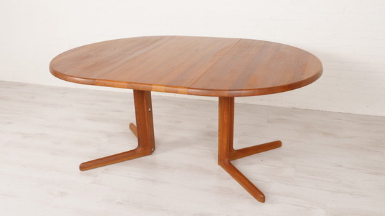 Image 1 of Runder Vintage -Esstisch aus massivem Teakholz, 217 cm