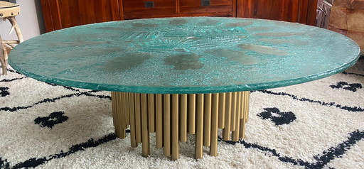 Brutalist Couchtisch aus Glas von Heinz Lilienthal