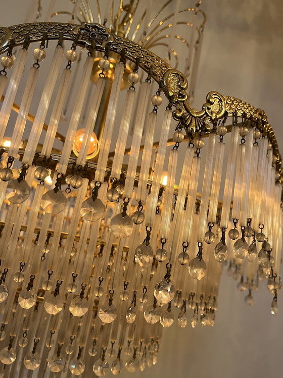 Image 1 of Jugendstil Kronleuchter Opal Bars Pendel