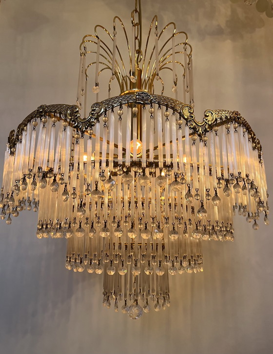 Image 1 of Jugendstil Kronleuchter Opal Bars Pendel