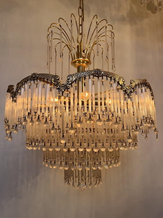 Image 1 of Jugendstil Kronleuchter Opal Bars Pendel