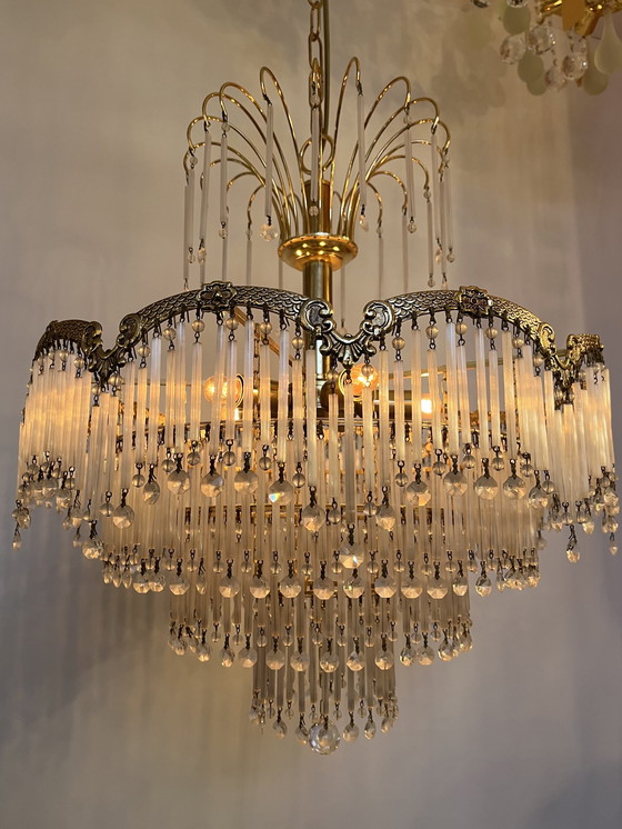 Image 1 of Jugendstil Kronleuchter Opal Bars Pendel