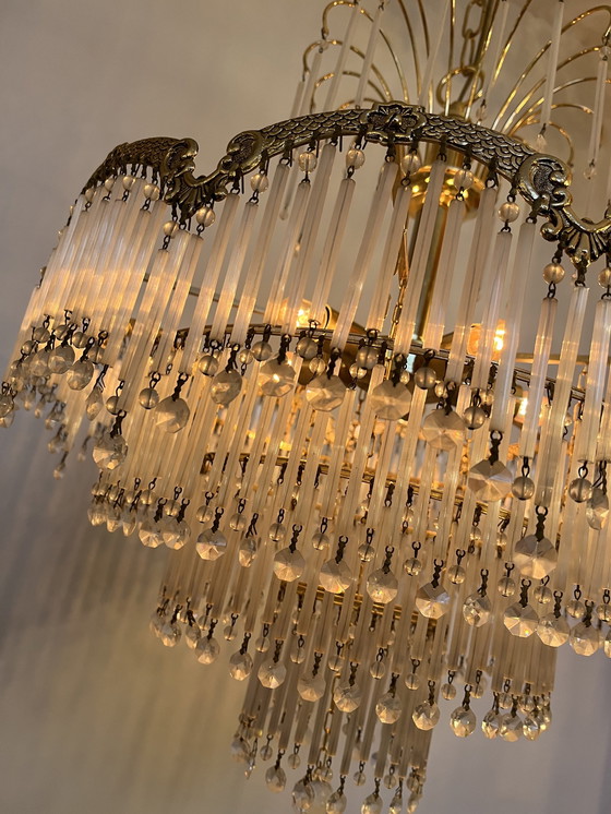 Image 1 of Jugendstil Kronleuchter Opal Bars Pendel