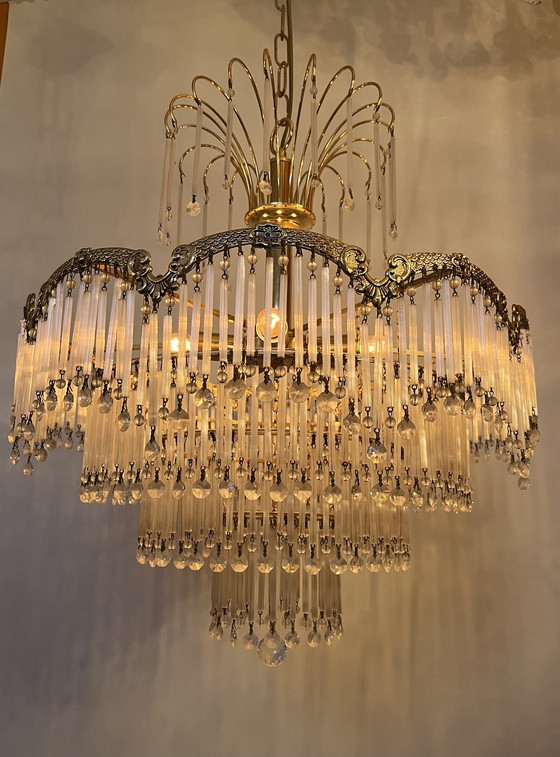 Image 1 of Jugendstil Kronleuchter Opal Bars Pendel