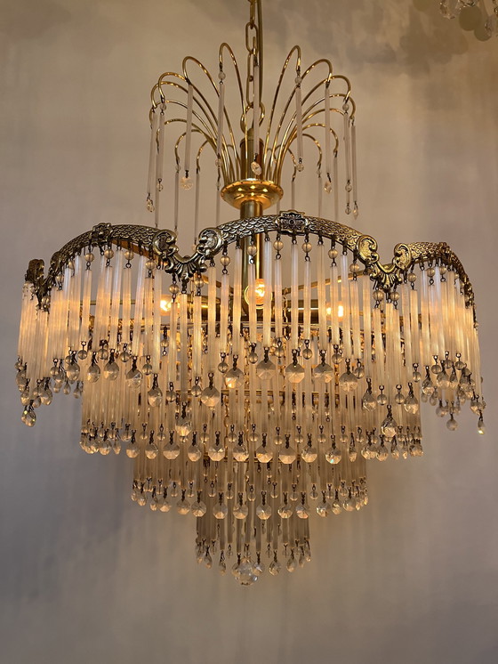 Image 1 of Jugendstil Kronleuchter Opal Bars Pendel