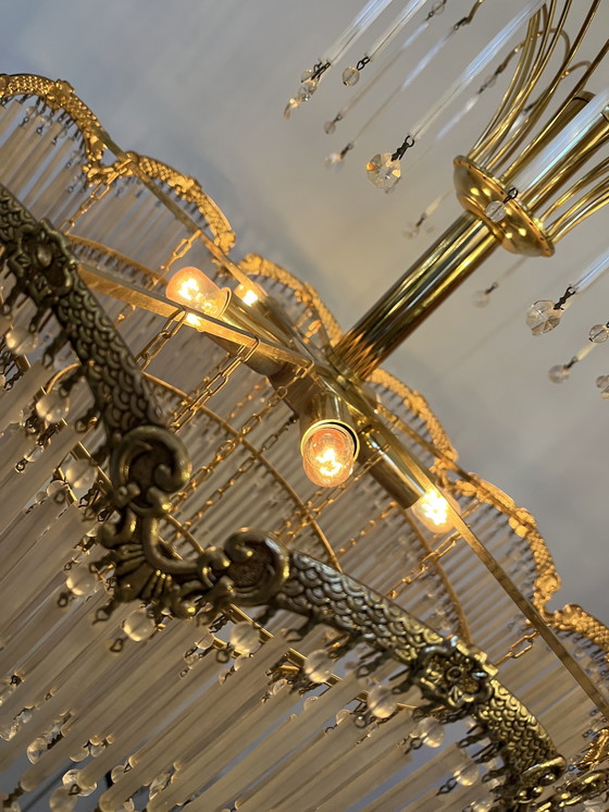 Image 1 of Jugendstil Kronleuchter Opal Bars Pendel