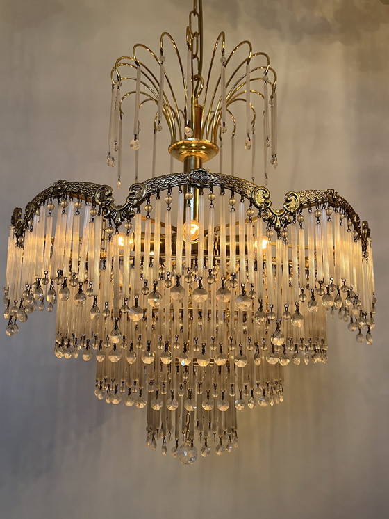 Image 1 of Jugendstil Kronleuchter Opal Bars Pendel