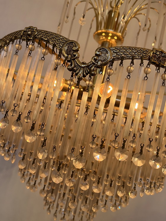 Image 1 of Jugendstil Kronleuchter Opal Bars Pendel