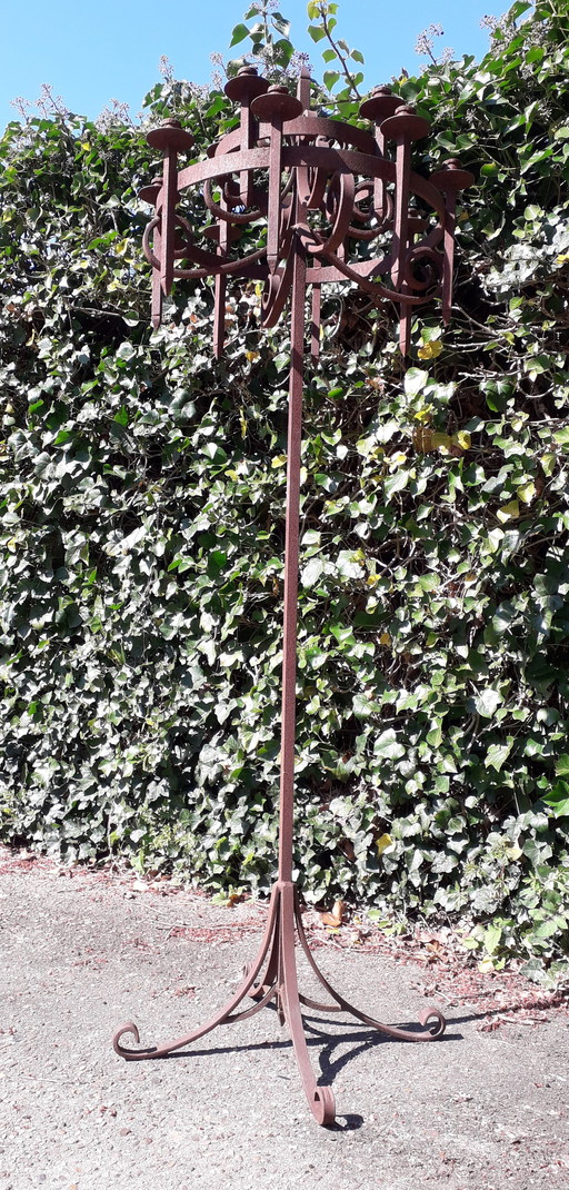 Schmiedeeiserner Kerzenständer 172 cm hoch, 12 Kerzen