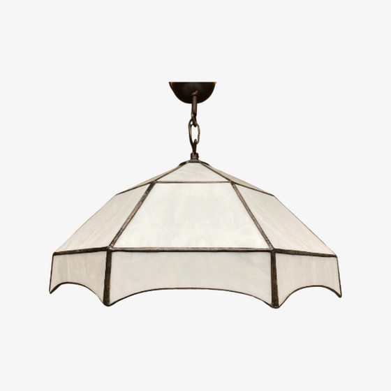 Image 1 of Weiß Lampe im Tiffany-Stil der 1970er Jahre