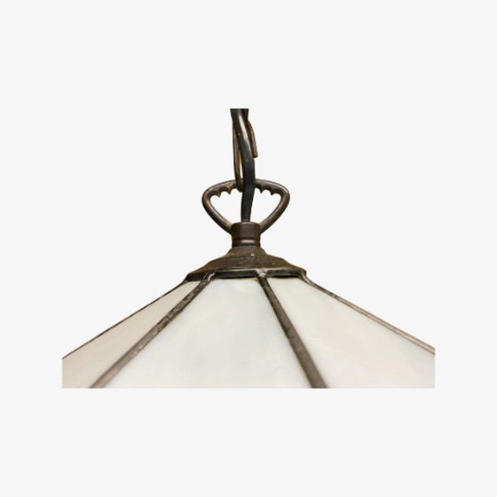 Image 1 of Weiß Lampe im Tiffany-Stil der 1970er Jahre