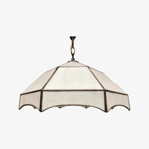 Weiß Lampe im Tiffany-Stil der 1970er Jahre