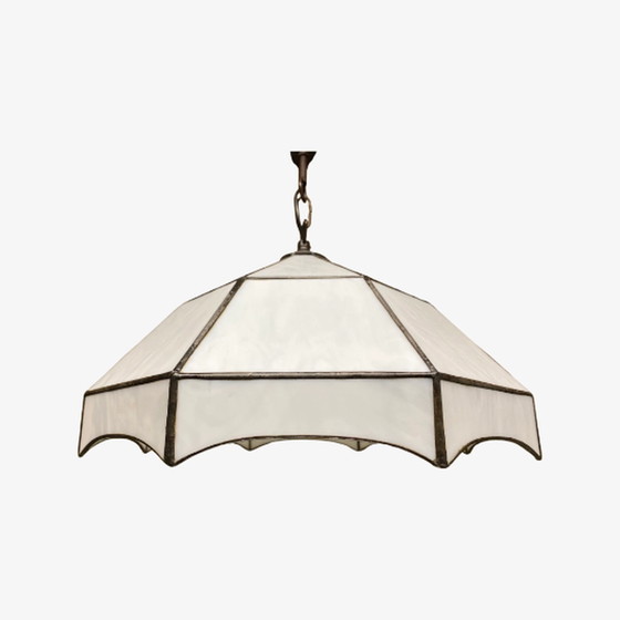 Image 1 of Weiß Lampe im Tiffany-Stil der 1970er Jahre