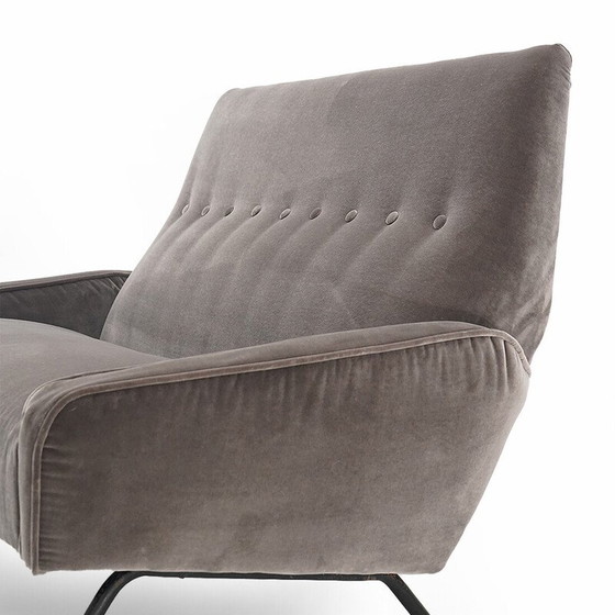 Image 1 of Vintage 2-Sitzer-Sofa aus gepolstertem Holz und Metall von Felice Rossi, Italien 1950