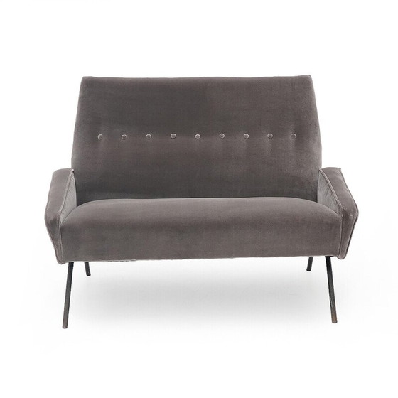 Image 1 of Vintage 2-Sitzer-Sofa aus gepolstertem Holz und Metall von Felice Rossi, Italien 1950