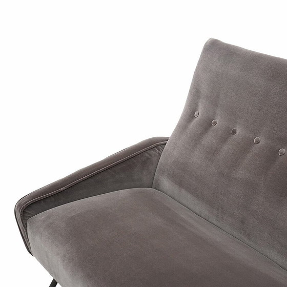 Image 1 of Vintage 2-Sitzer-Sofa aus gepolstertem Holz und Metall von Felice Rossi, Italien 1950