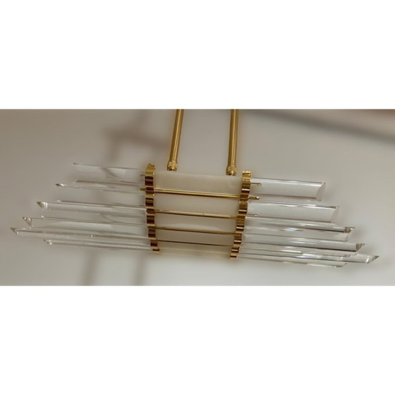 Image 1 of Vintage-Pendelleuchte aus Muranoglas und vergoldetem Metall von Venini, 1980er Jahre