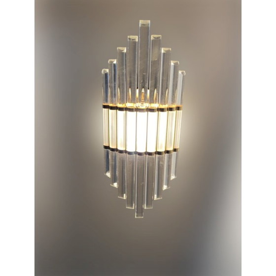 Image 1 of Vintage-Pendelleuchte aus Muranoglas und vergoldetem Metall von Venini, 1980er Jahre