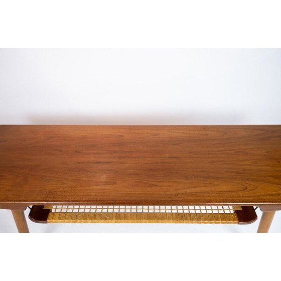 Image 1 of Vintage Couchtisch aus Teakholz und Papierkordelregal, Dänemark 1960