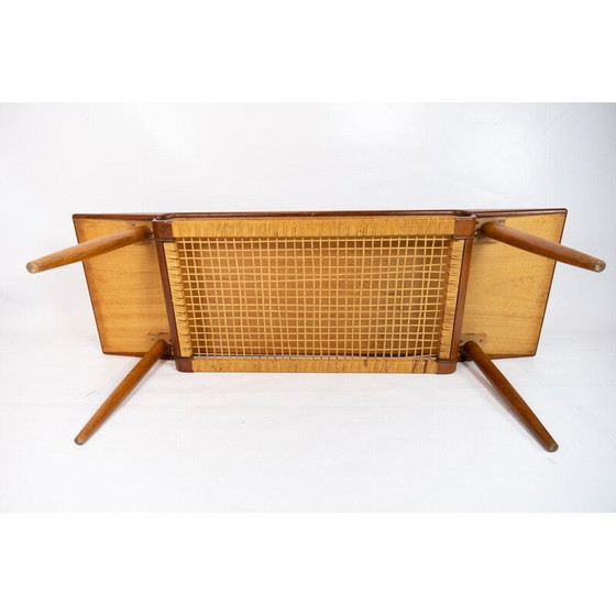 Image 1 of Vintage Couchtisch aus Teakholz und Papierkordelregal, Dänemark 1960