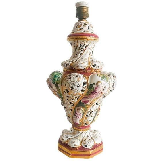 Image 1 of Vintage Barock Capodimonte Lampe Porzellan Rokoko 1960er Jahre