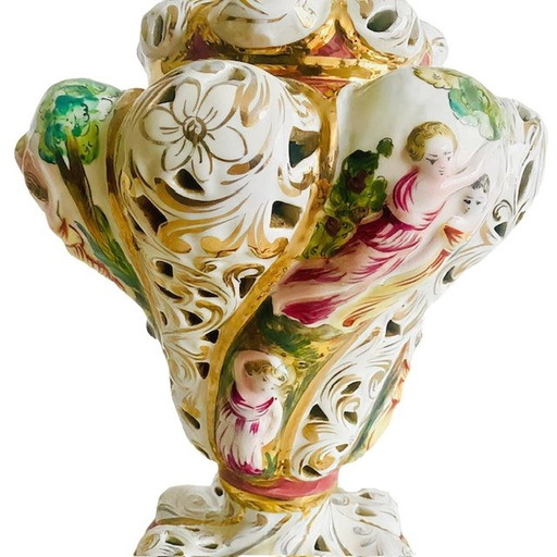 Vintage Barock Capodimonte Lampe Porzellan Rokoko 1960er Jahre