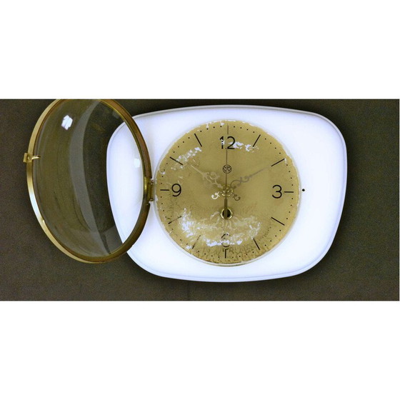 Image 1 of Vintage Wanduhr aus Keramik, Glas und Messing, Deutschland 1950er Jahre