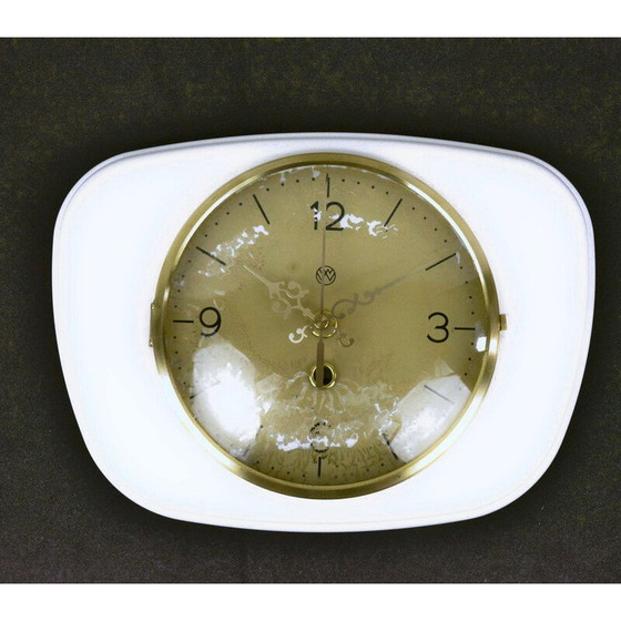 Image 1 of Vintage Wanduhr aus Keramik, Glas und Messing, Deutschland 1950er Jahre