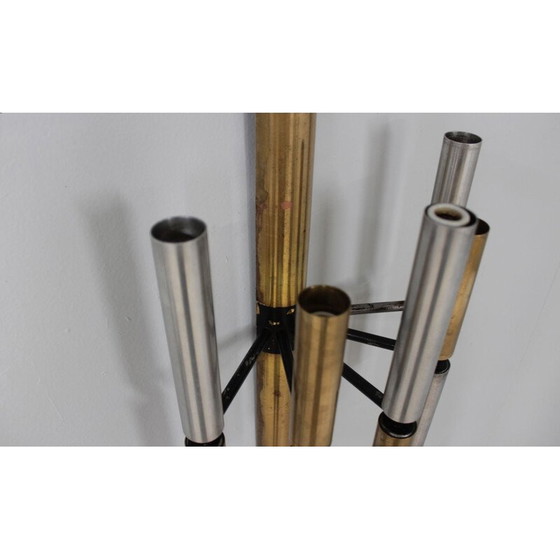 Image 1 of Paar Wandlampen aus Messing und Aluminiumrohr von Stilnovo, 1950