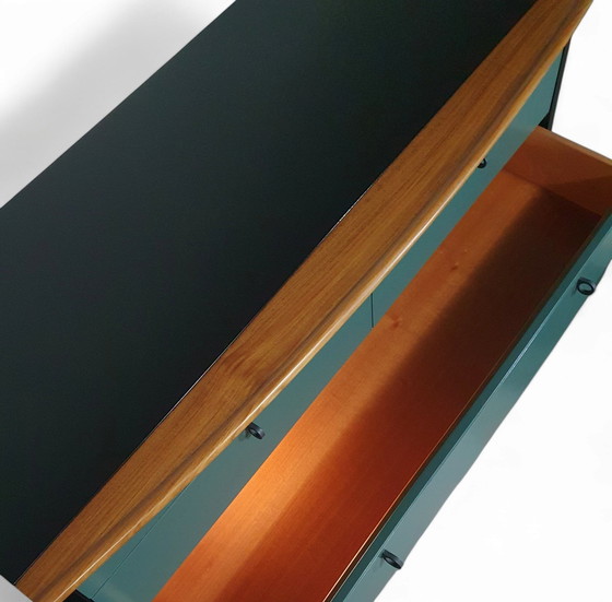 Image 1 of Giorgetti Set 1990 von Umberto Asnago Bett Beistelltische / Beistelltische / Sideboard mit Schubladen.