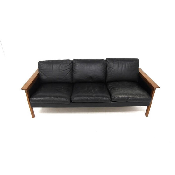 Image 1 of Vintage-Sofa aus Teakholz und Leder von Möbel-Ikéa, Schweden 1960er Jahre