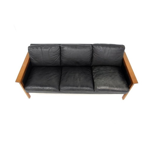 Vintage-Sofa aus Teakholz und Leder von Möbel-Ikéa, Schweden 1960er Jahre