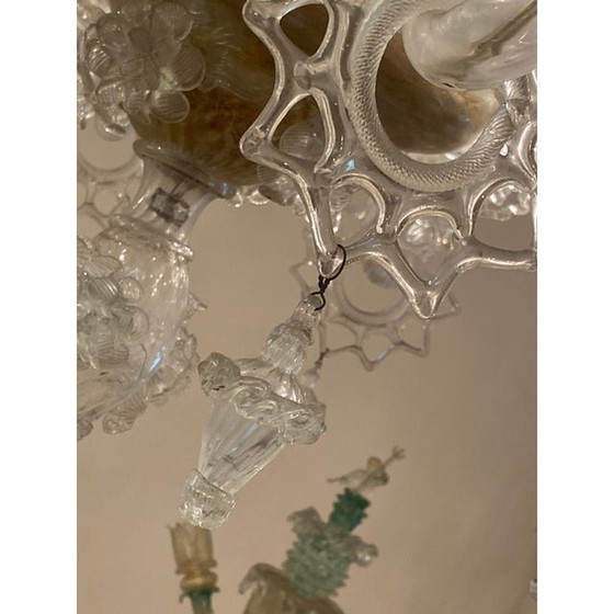 Image 1 of 1970S Italienischer Stil Murano Glas Transparent Kronleuchter