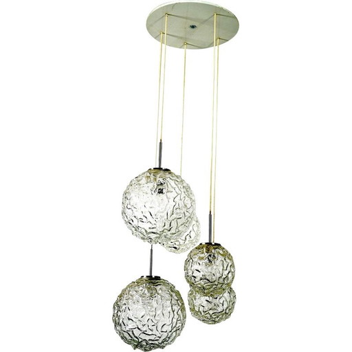 Große Mid Century Cascade-Deckenleuchte aus mattiertem Glas von Doria, 1960er Jahre