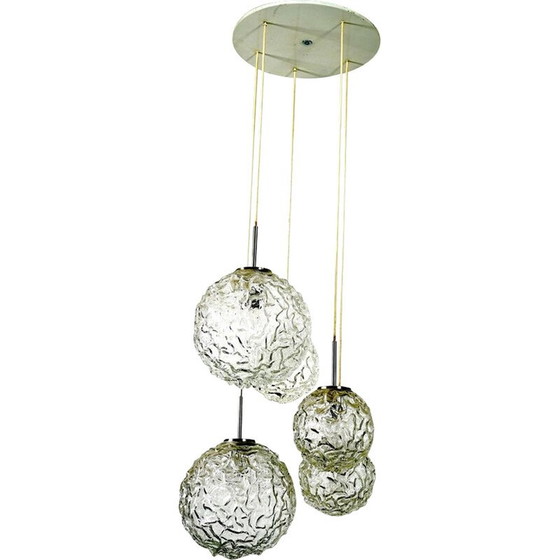 Image 1 of Große Mid Century Cascade-Deckenleuchte aus mattiertem Glas von Doria, 1960er Jahre