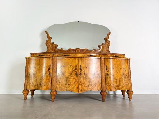 Italienische Anrichte Spätbarock Rokoko Sideboard Mobili Cantù Nussbaum 1920